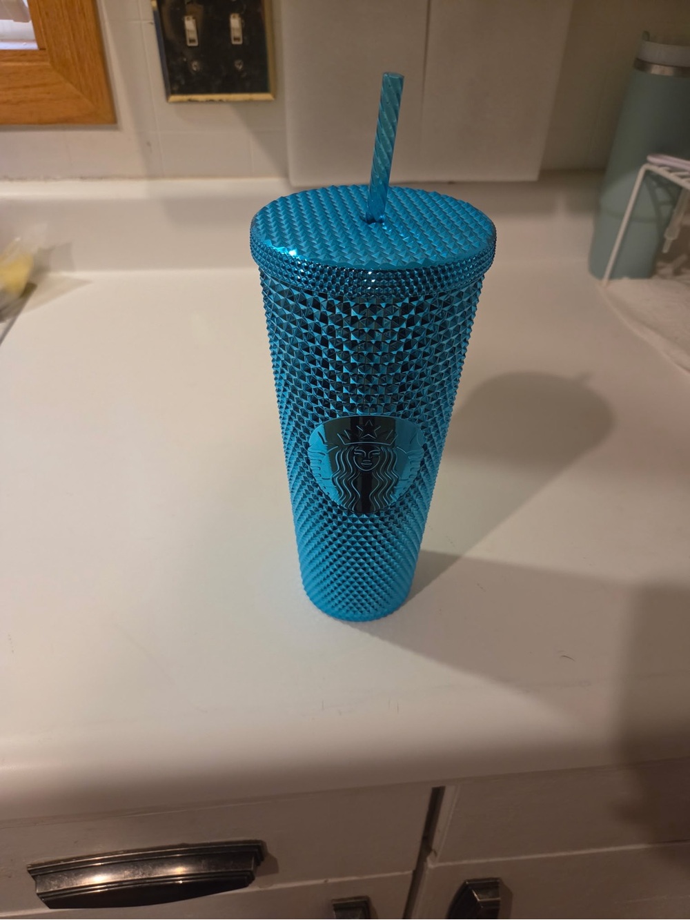 Starbucks Blue Splash Chrome Studded cold cup